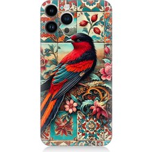 Apple iPhone 14 Pro Max Uyumlu Çini Desenli Kuş Kompozisyonu  Desenli Silikon Kılıf