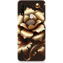 Oppo A31 Uyumlu Altın Işıklı Zarif Çiçek  Desenli Silikon Kılıf