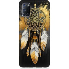 Oppo A52 Uyumlu Siyaha Altın Düş Kapanı  Desenli Silikon Kılıf