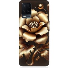 Oppo A54 Uyumlu Altın Işıklı Zarif Çiçek  Desenli Silikon Kılıf