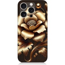 Apple iPhone 16 Pro Max Uyumlu Altın Işıklı Zarif Çiçek  Desenli Silikon Kılıf