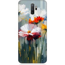 Oppo A5 2020 Uyumlu Soyut Çiçek Dokunuşları  Desenli Silikon Kılıf