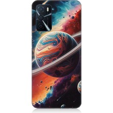 Oppo A55 Uyumlu Gezegenler Arasında Renkler  Desenli Silikon Kılıf