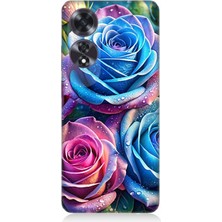 Oppo A60 Uyumlu Gökkuşağı Renkli Güller  Desenli Silikon Kılıf