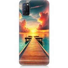 Oppo A92 Uyumlu Gün Batımına Uzanan Iskele  Desenli Silikon Kılıf