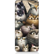 Oppo A60 Uyumlu Meraklı Gözlü Kediler  Desenli Silikon Kılıf
