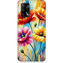 Oppo A74 Uyumlu Bahar Esintisinde Renkli Papatyalar  Desenli Silikon Kılıf