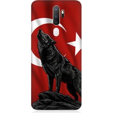 Oppo A5 2020 Uyumlu Ay Yıldızlı Uluyan Kurt  Desenli Silikon Kılıf