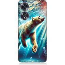 Oppo A60 Uyumlu Suda Dans Eden Ayı  Desenli Silikon Kılıf
