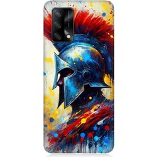Oppo A74 Uyumlu Kızıl Miğferli Savaşçı  Desenli Silikon Kılıf