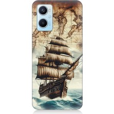 Oppo A96 Uyumlu Haritada Yelkenli Macera  Desenli Silikon Kılıf