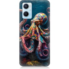 Oppo A96 Uyumlu Derinliklerde Sekiz Kol Ahtapot  Desenli Silikon Kılıf
