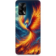 Oppo A74 Uyumlu Ateşle Dans Eden Anka  Desenli Silikon Kılıf
