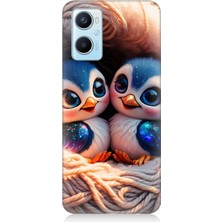 Oppo A96 Uyumlu Yuvalarında Sevimli Penguenler  Desenli Silikon Kılıf