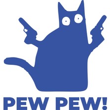 Pew Pew Kedi Sticker 17X17 cm Mavi