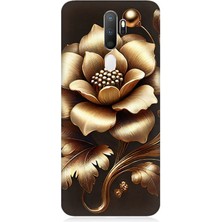 Oppo A5 2020 Uyumlu Altın Işıklı Zarif Çiçek  Desenli Silikon Kılıf