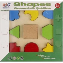 UltraNova Renkli Ahşap Geometrik Şekiller, 10 Parça, 3+ Yaş için Eğitici Oyun Seti