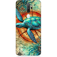 Oppo A5 2020 Uyumlu Pusulada Deniz Kaplumbağası  Desenli Silikon Kılıf