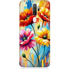 Oppo A9 2020 Uyumlu Bahar Esintisinde Renkli Papatyalar  Desenli Silikon Kılıf