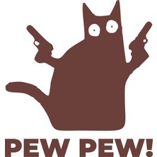 Pew Pew Kedi Sticker 17X17 cm Kahverengi