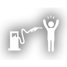 Ateş Eden Pompa Sticker 17X17 cm Beyaz