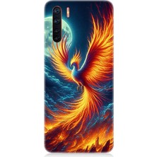 Oppo Reno 3 Uyumlu Ateşle Dans Eden Anka  Desenli Silikon Kılıf