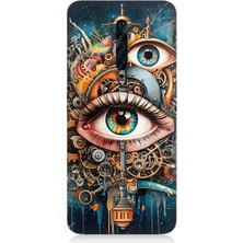 Oppo Reno 2z Uyumlu Soyut Gözlü Mekanik Kompozisyon  Desenli Silikon Kılıf