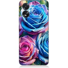 Oppo A38 Uyumlu Gökkuşağı Renkli Güller  Desenli Silikon Kılıf