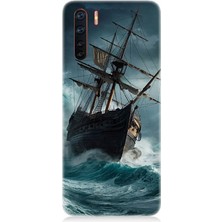 Oppo Reno 3 Uyumlu Fırtınada Eski Gemi  Desenli Silikon Kılıf