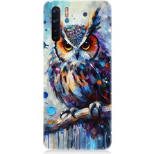 Oppo A91 Uyumlu Renkli Dallar Üzerinde Baykuş  Desenli Silikon Kılıf
