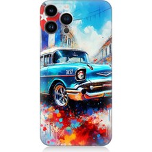 Apple iPhone 14 Pro Uyumlu Küba Renklerinde Klasik Araba  Desenli Silikon Kılıf