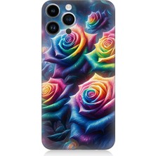 Apple iPhone 13 Pro Max Uyumlu Gökkuşağı Güllerin Patlaması  Desenli Silikon Kılıf