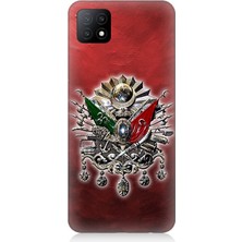 Oppo A53 Uyumlu Osmanlı Armalı Kırmızı Arka  Desenli Silikon Kılıf