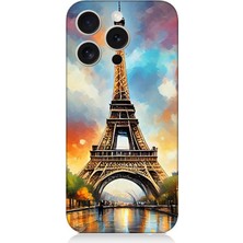 Apple iPhone 15 Pro Uyumlu Gün Batımı Eyfel Büyüsü  Desenli Silikon Kılıf