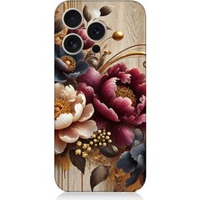 Apple iPhone 15 Pro Uyumlu Ahşap Üzerinde Gölge Çiçekler  Desenli Silikon Kılıf