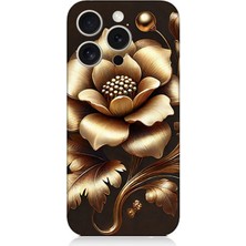 Apple iPhone 15 Pro Uyumlu Altın Işıklı Zarif Çiçek  Desenli Silikon Kılıf