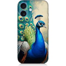 Apple iPhone 16 Uyumlu Gururlu Tavuskuşu Tüyleri  Desenli Silikon Kılıf