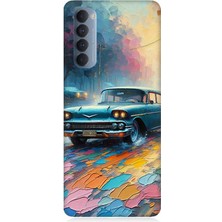 Oppo Reno 4 Pro Uyumlu Renkli Yol Üzerinde Araba  Desenli Silikon Kılıf