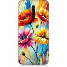 Oppo Reno 2z Uyumlu Bahar Esintisinde Renkli Papatyalar  Desenli Silikon Kılıf