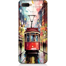 Oppo Rx 17 Neo Uyumlu Yağmurda Kırmızı Tramvay  Desenli Silikon Kılıf