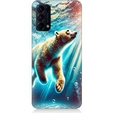 Oppo Reno 5 Uyumlu Suda Dans Eden Ayı  Desenli Silikon Kılıf