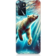 Oppo A16 Uyumlu Suda Dans Eden Ayı  Desenli Silikon Kılıf