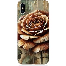 Apple iPhone x Uyumlu Altın Bronz Gül Zarafeti  Desenli Silikon Kılıf