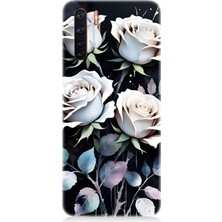 Oppo Reno 3 Uyumlu Beyaz Güller Sessizliği  Desenli Silikon Kılıf