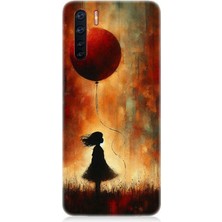 Oppo Reno 3 Uyumlu Balonlu Küçük Kız  Desenli Silikon Kılıf