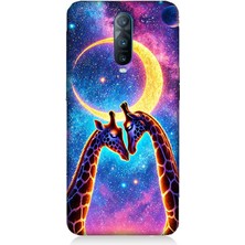 Oppo Rx 17 Pro Uyumlu Ay Altında Gergedan Giraffe  Desenli Silikon Kılıf