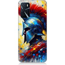 Oppo A16 Uyumlu Kızıl Miğferli Savaşçı  Desenli Silikon Kılıf