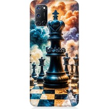 Oppo A72 Uyumlu Satranç Şah ve Taşlar  Desenli Silikon Kılıf