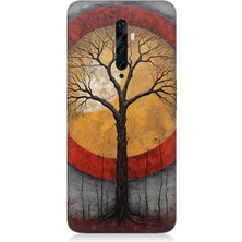 Oppo Reno 2z Uyumlu Sarı Kırmızı Ağaç Gölgesi  Desenli Silikon Kılıf