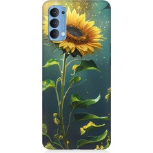 Oppo Reno 4 Uyumlu Tek Başına Ayçiçeği  Desenli Silikon Kılıf